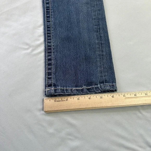 Seven7 Jeans Womens 4 Blue Slim Straight Mid Rise Distressed Stretch Denim - Picture 11 of 12
